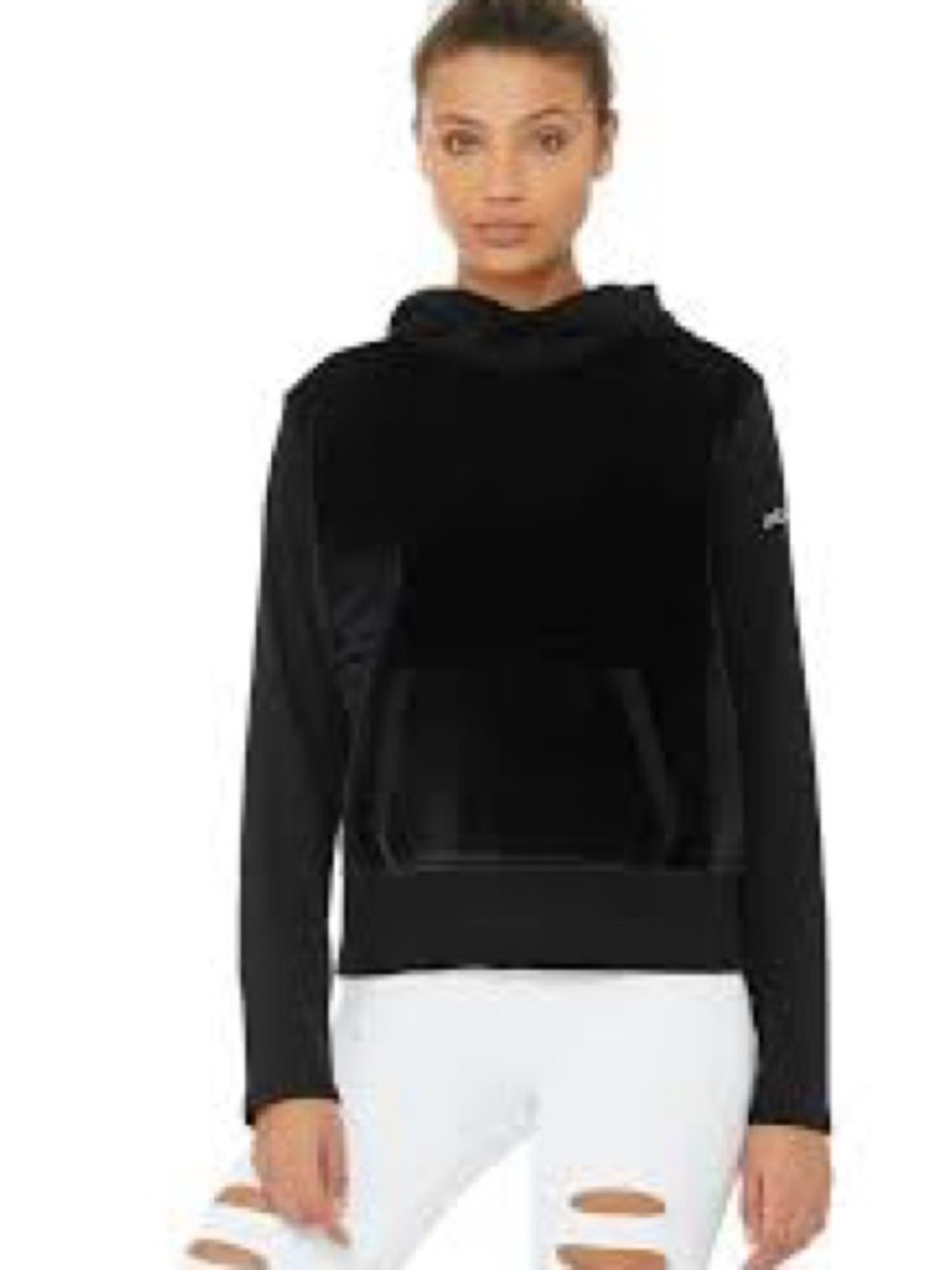 ALO Yoga Black Velvet Hoodie - Women's Sweatshirt 988